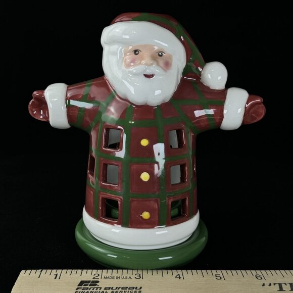 Mikasa Santa Tea Light Votive Candle Holder Oil Top Christmas Red Ceramic 6" - Picture 11 of 12